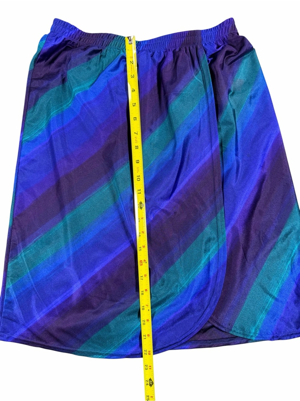 JANTZEN CLASSICS Swim Vintage Blue & Teal Diagonal Stripe Athletic / Swim Skirt - Picture 9 of 11